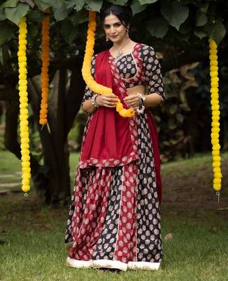 MULTI COLOR RAYON COTTON EMBROIDERY NAVRATRI TOP CHANIYA CHOLI- full stitched free size 1