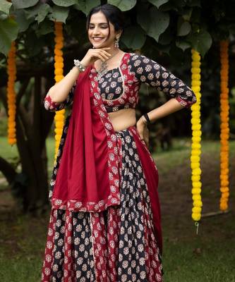 MULTI COLOR RAYON COTTON EMBROIDERY NAVRATRI TOP CHANIYA CHOLI- full stitched free size 2