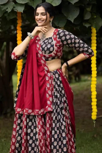 MULTI COLOR RAYON COTTON EMBROIDERY NAVRATRI TOP CHANIYA CHOLI- full stitched free size