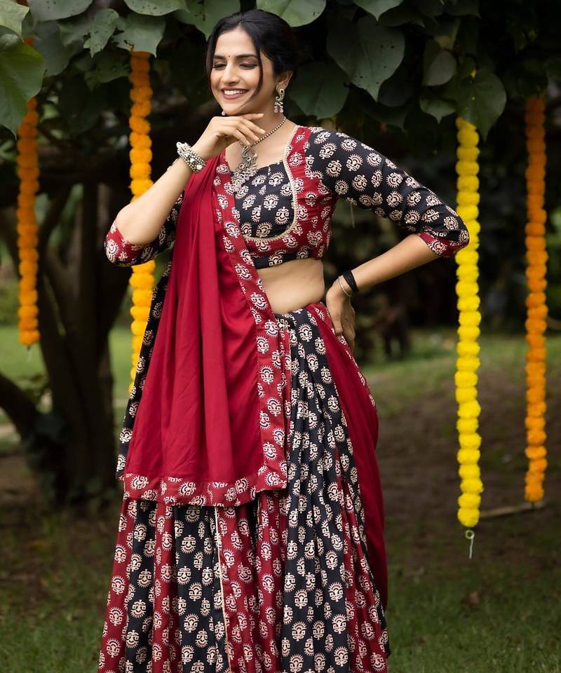 MULTI COLOR RAYON COTTON EMBROIDERY NAVRATRI TOP CHANIYA CHOLI- full stitched free size