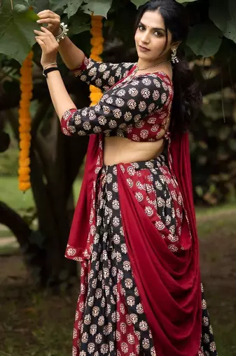 MULTI COLOR RAYON COTTON EMBROIDERY NAVRATRI TOP CHANIYA CHOLI- full stitched free size
