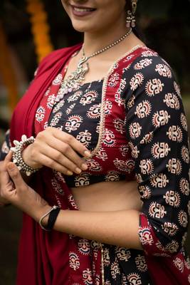 MULTI COLOR RAYON COTTON EMBROIDERY NAVRATRI TOP CHANIYA CHOLI- full stitched free size 4