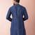 navy blue dupion kurta pyjama set for men with solid design