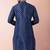 navy blue dupion kurta pyjama set for men with solid design