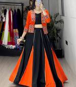 ORANGE COLORE RAYON COTTON EMBROIDERY NAVRATRI TOP CHANIYA CHOLI- full stitched free size