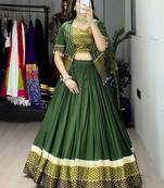 MEHNDI RAYON COTTON EMBROIDERY NAVRATRI TOP CHANIYA CHOLI- full stitched free size