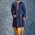 navy blue  kurta dhoti  set for men with embroidered work