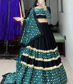 GREEN BLACK RAYON COTTON EMBROIDERY NAVRATRI TOP CHANIYA CHOLI- full stitched free size