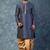 navy blue  kurta dhoti  set for men with embroidered work