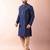navy blue dupion kurta pyjama set for men with solid design