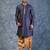 navy blue  kurta dhoti  set for men with embroidered work