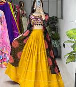 MUSTERD BLACK   RAYON COTTON EMBROIDERY  SEMI STICHED NAVRATRI CHANIYA CHOLI