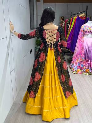 MUSTERD BLACK   RAYON COTTON EMBROIDERY  SEMI STICHED NAVRATRI CHANIYA CHOLI 4