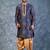 navy blue  kurta dhoti  set for men with embroidered work