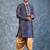 navy blue  kurta dhoti  set for men with embroidered work