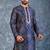 navy blue  kurta dhoti  set for men with embroidered work