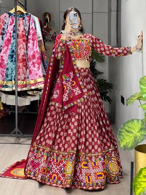 MULTICOLOR  RAYON COTTON EMBROIDERY  SEMI STICHED NAVRATRI CHANIYA CHOLI 2