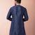 navy blue dupion kurta pyjama set for men with solid design