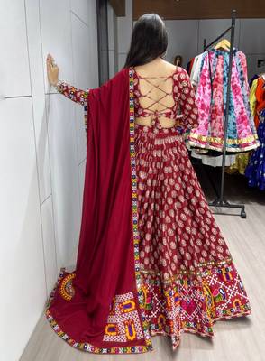 MULTICOLOR  RAYON COTTON EMBROIDERY  SEMI STICHED NAVRATRI CHANIYA CHOLI 3