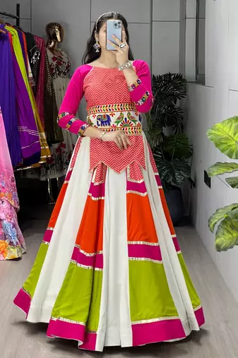 MULTICOLOR RAYON COTTON EMBROIDERY NAVRATRI CHANIYA CHOLI- full stitched free size