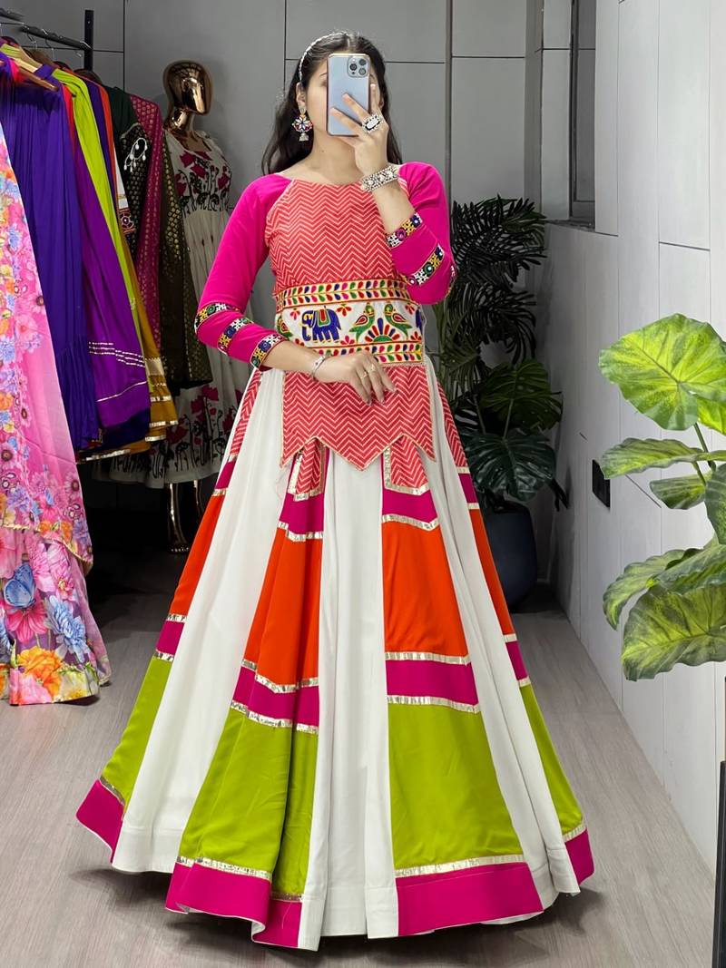 MULTICOLOR RAYON COTTON EMBROIDERY NAVRATRI CHANIYA CHOLI- full stitched free size