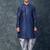 navy blue  kurta dhoti  set for men with embroidered work