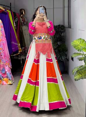 MULTICOLOR RAYON COTTON EMBROIDERY NAVRATRI CHANIYA CHOLI- full stitched free size 2