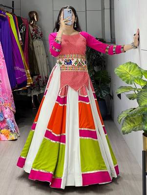 MULTICOLOR RAYON COTTON EMBROIDERY NAVRATRI CHANIYA CHOLI- full stitched free size 3