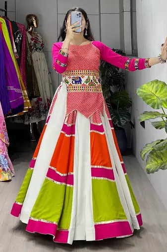 MULTICOLOR RAYON COTTON EMBROIDERY NAVRATRI CHANIYA CHOLI- full stitched free size