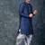 navy blue  kurta dhoti  set for men with embroidered work