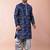 navy blue  kurta dhoti  set for men with embroidered work