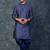 navy blue  kurta dhoti  set for men with embroidered work