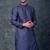 navy blue  kurta dhoti  set for men with embroidered work