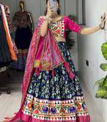 BLUE SILK EMBROIDERY NAVRATRI CHANIYA CHOLI- full stitched free size