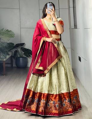 MULTI COLOR  SILK EMBROIDERY  SEMI STICHED NAVRATRI CHANIYA CHOLI 1