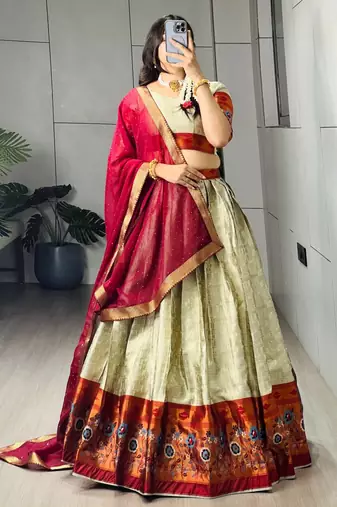 MULTI COLOR  SILK EMBROIDERY  SEMI STICHED NAVRATRI CHANIYA CHOLI