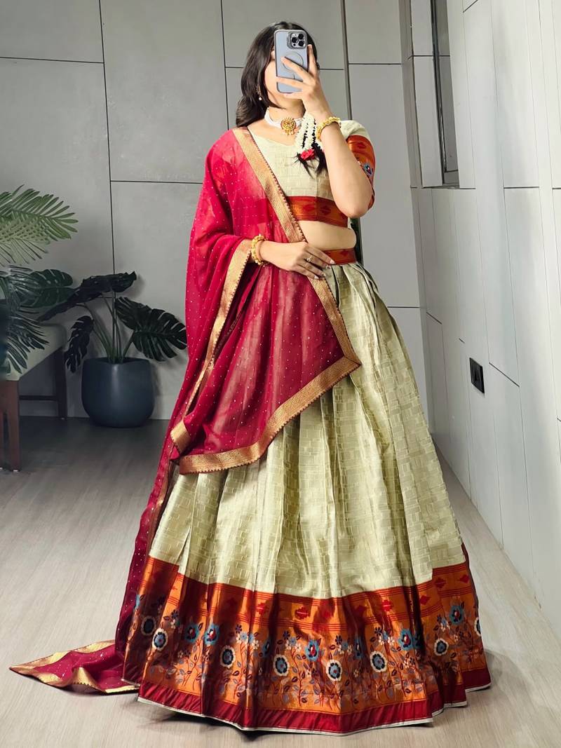 MULTI COLOR  SILK EMBROIDERY  SEMI STICHED NAVRATRI CHANIYA CHOLI