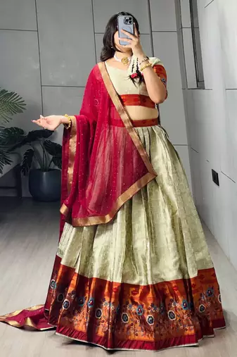 MULTI COLOR  SILK EMBROIDERY  SEMI STICHED NAVRATRI CHANIYA CHOLI