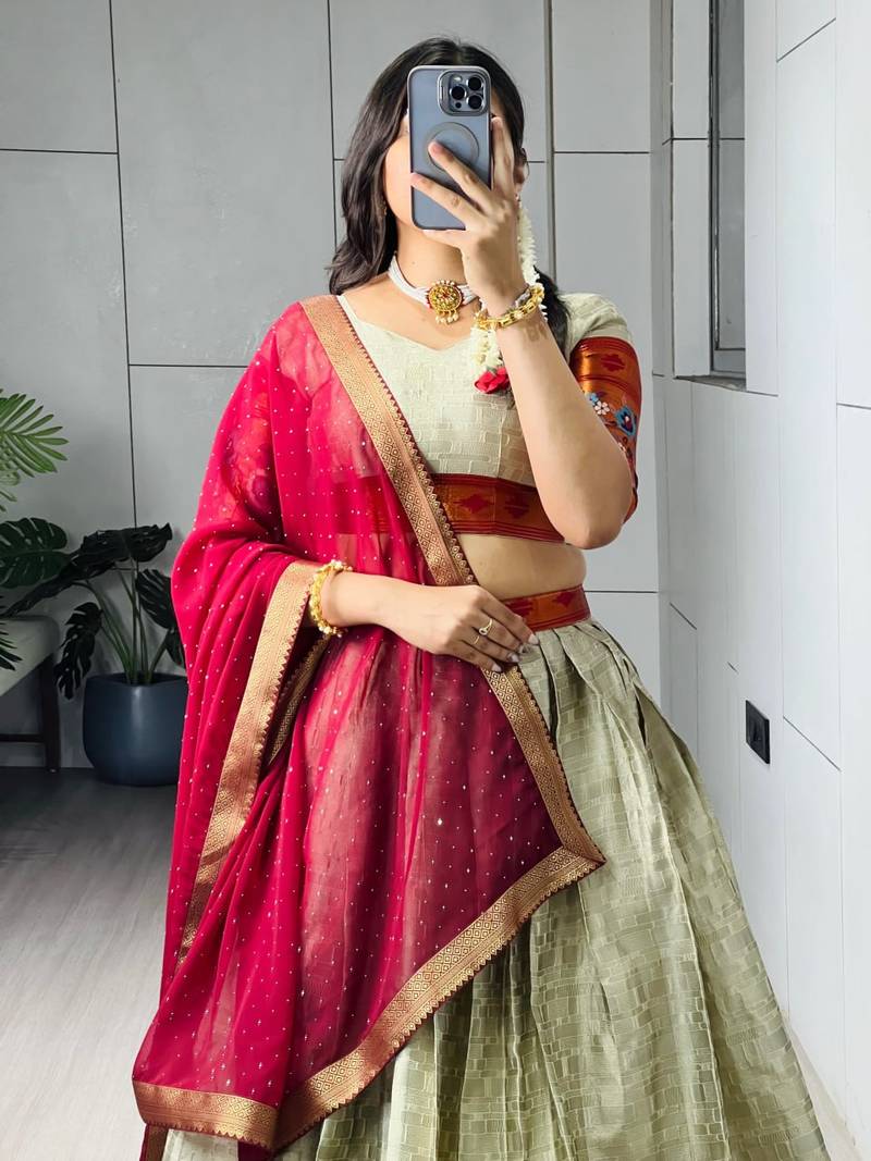 MULTI COLOR  SILK EMBROIDERY  SEMI STICHED NAVRATRI CHANIYA CHOLI