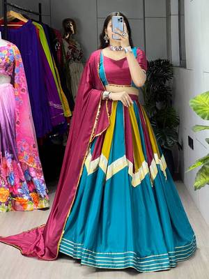 MULTI COLOR SILK EMBROIDERY NAVRATRI CHANIYA CHOLI- full stitched free size 1