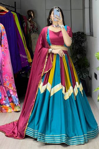 MULTI COLOR SILK EMBROIDERY NAVRATRI CHANIYA CHOLI- FULL STICHED FREE SIZE UP TO 42