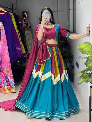 MULTI COLOR SILK EMBROIDERY NAVRATRI CHANIYA CHOLI- full stitched free size 2