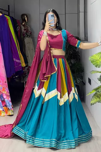 MULTI COLOR SILK EMBROIDERY NAVRATRI CHANIYA CHOLI- full stitched free size