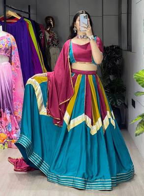 MULTI COLOR SILK EMBROIDERY NAVRATRI CHANIYA CHOLI- full stitched free size 3