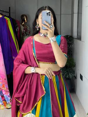 MULTI COLOR SILK EMBROIDERY NAVRATRI CHANIYA CHOLI- full stitched free size 4