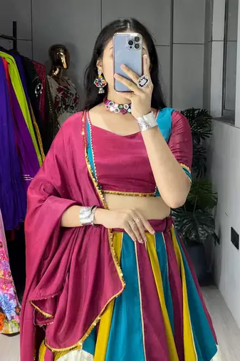 MULTI COLOR SILK EMBROIDERY NAVRATRI CHANIYA CHOLI- full stitched free size