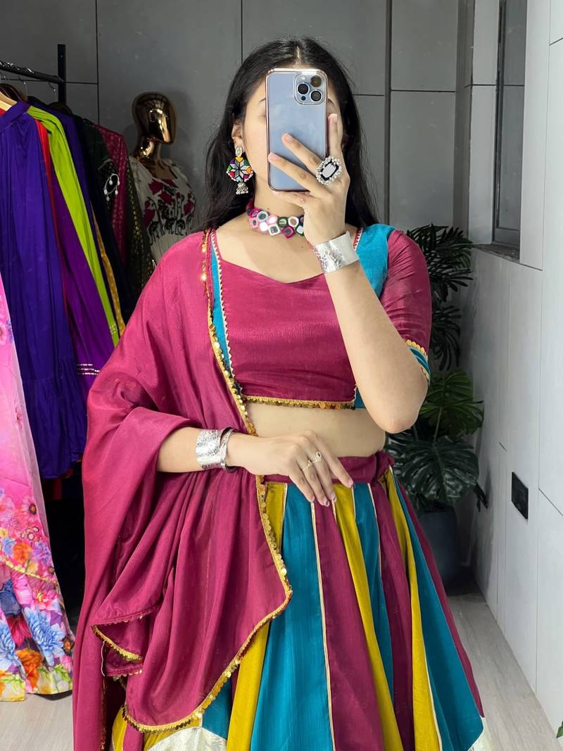 MULTI COLOR SILK EMBROIDERY NAVRATRI CHANIYA CHOLI- full stitched free size