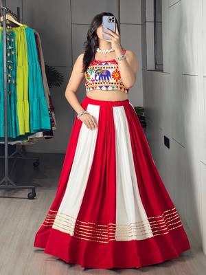MULTI COLOR RAYON EMBROIDERY NAVRATRI CHANIYA CHOLI- full stitched free size 1