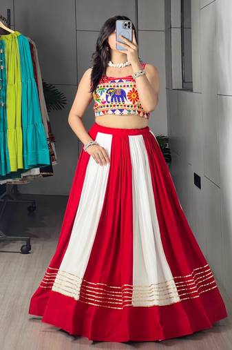 MULTI COLOR RAYON EMBROIDERY NAVRATRI CHANIYA CHOLI- FULL STICHED FREE SIZE UP TO 42