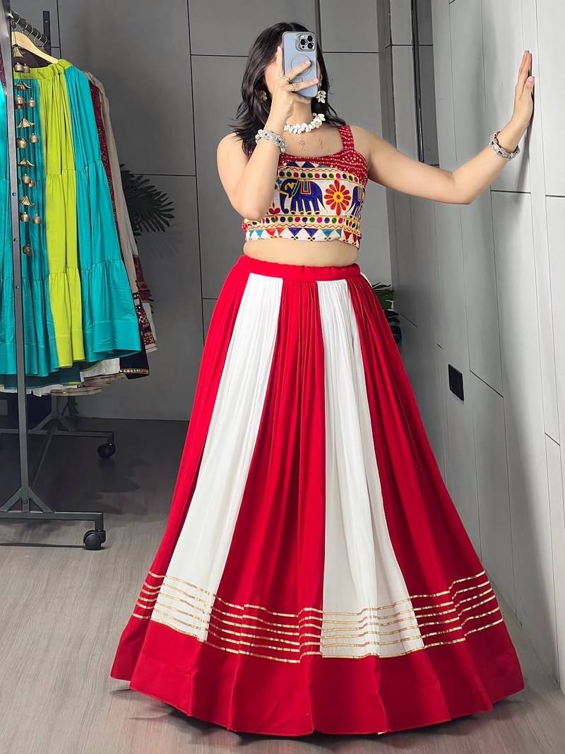 MULTI COLOR RAYON EMBROIDERY NAVRATRI CHANIYA CHOLI- full stitched free size